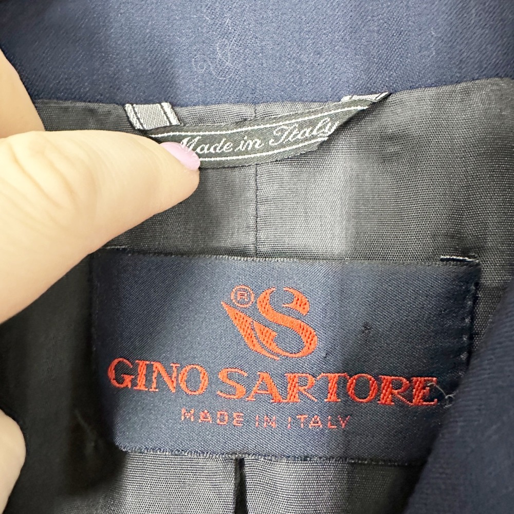 Vintage Gino Sartore 100% Wool Navy Blue Gold‎ Button Blazer Women's Size 10 - Picture 3 of 13